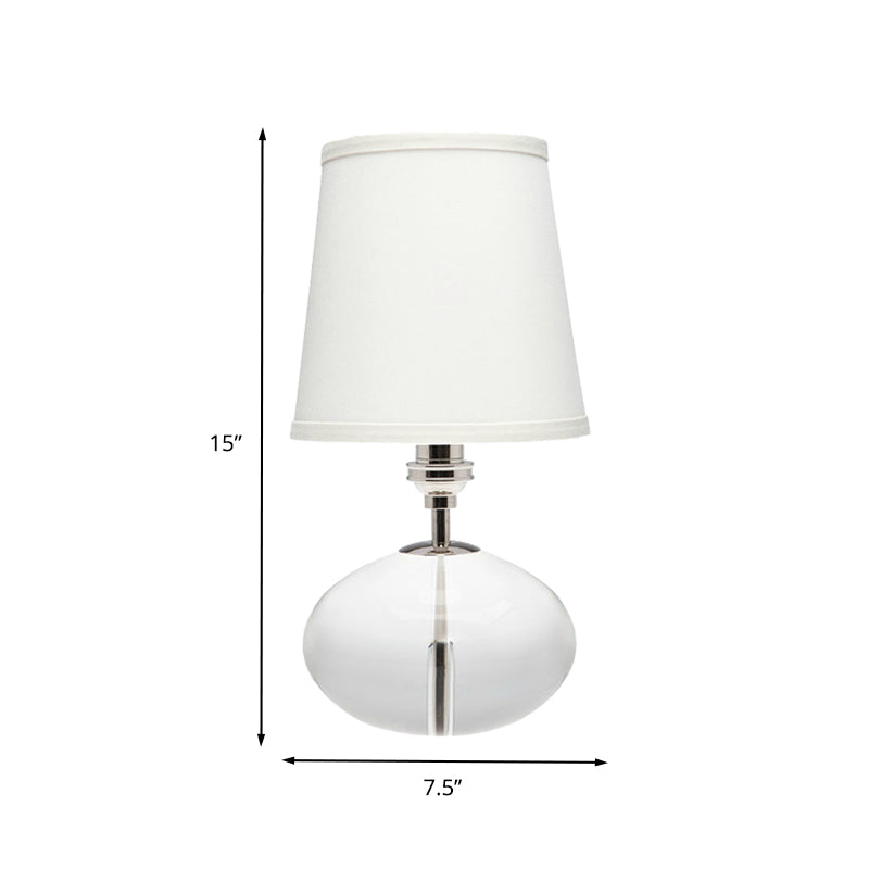 Luz de la mesa de tela oblonga Simplicidad Clear Crystal 1 cabeza Lámpara de escritorio pequeña en blanco