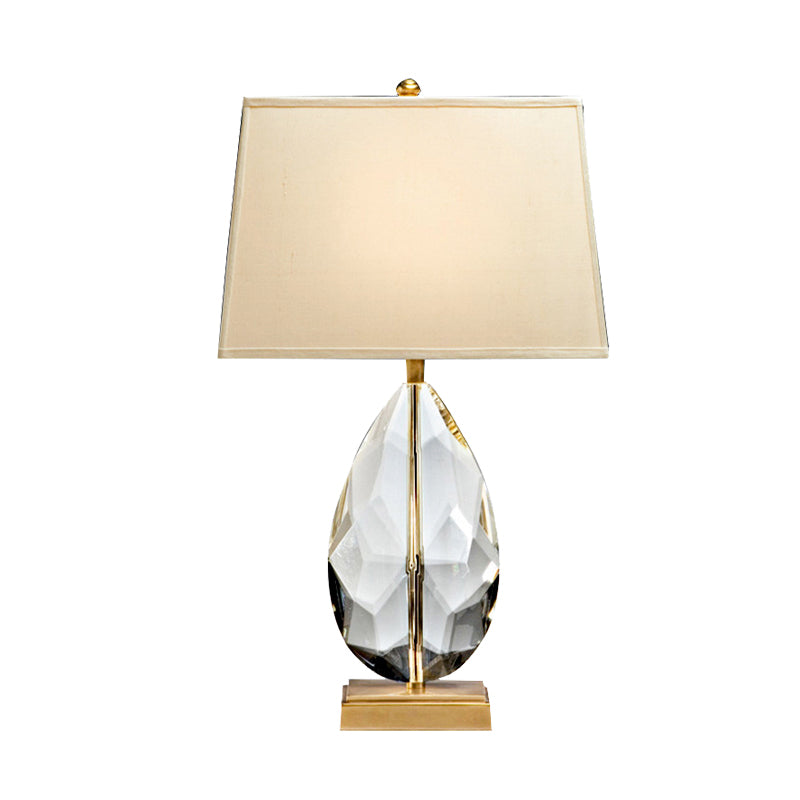 Droplet Shape Task Lighting Modernist Faceted Crystal 1 Bulb Reading Lamp in Gold
