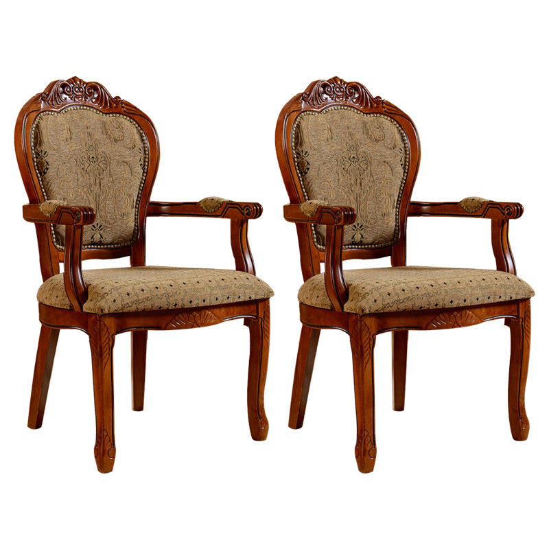 Chaises de salle à manger scandinaves en bois de chêne massif avec accoudoirs à dossier ouvert (Ensemble de 2)