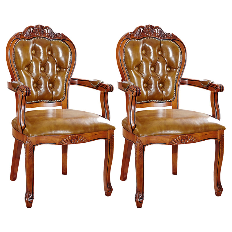 Chaises de salle à manger scandinaves en bois de chêne massif avec accoudoirs à dossier ouvert (Ensemble de 2)