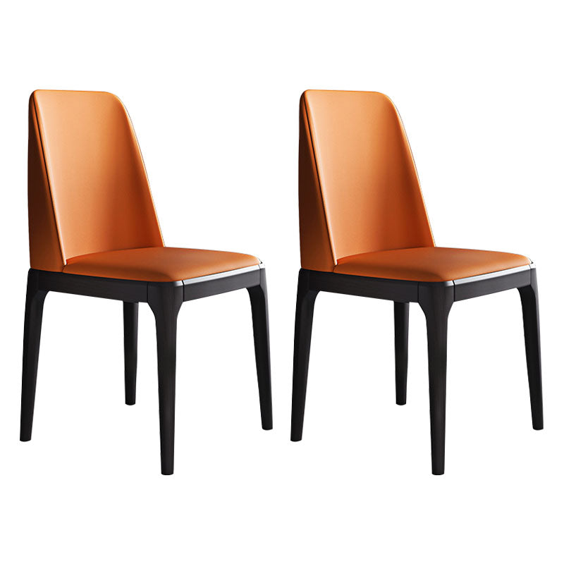Industrial Rubberwood Parsons Essstuhl Matte Finish Lederseitenstuhl (2)
