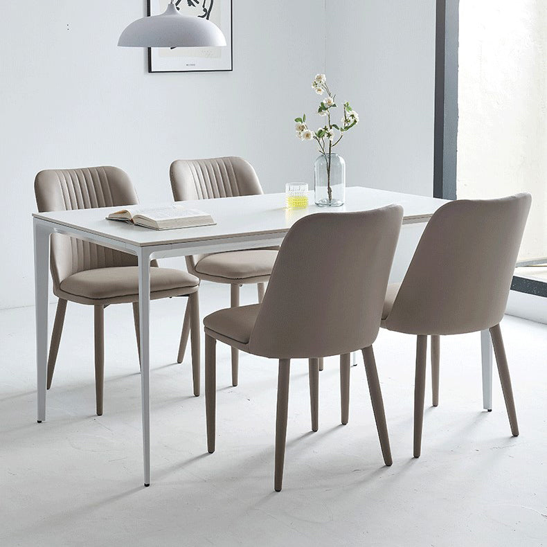 Silla lateral casera industrial Silla de comedor tapizada de metal con respaldo sólido