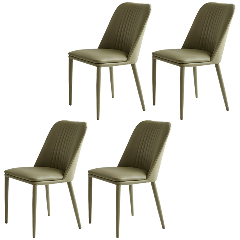 Silla lateral casera industrial Silla de comedor tapizada de metal con respaldo sólido