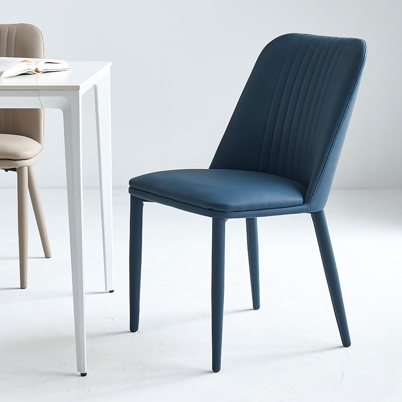 Silla lateral casera industrial Silla de comedor tapizada de metal con respaldo sólido