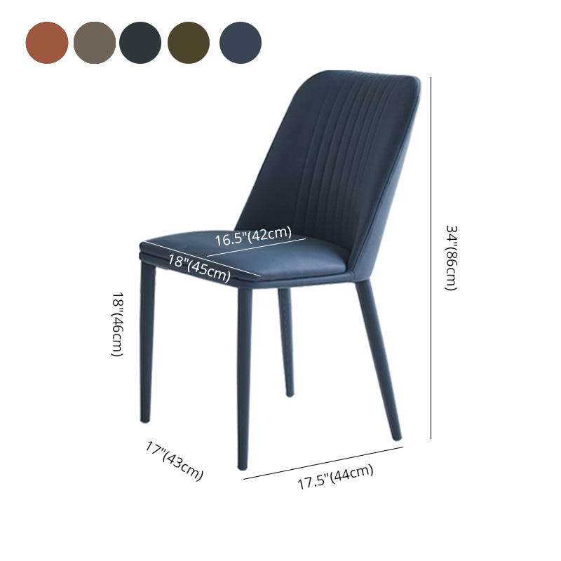 Silla lateral casera industrial Silla de comedor tapizada de metal con respaldo sólido