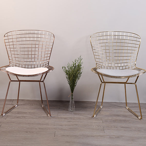 Sillas sin brazos de comedor de metal contemporáneo, respaldo abierto, silla lateral para uso doméstico