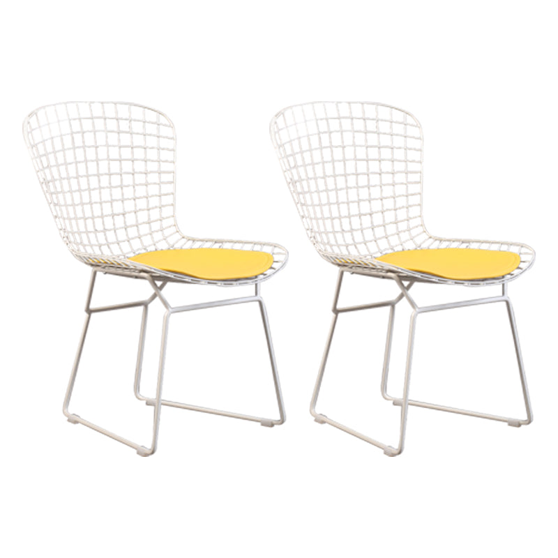 Sillas sin brazos de comedor de metal contemporáneo, respaldo abierto, silla lateral para uso doméstico