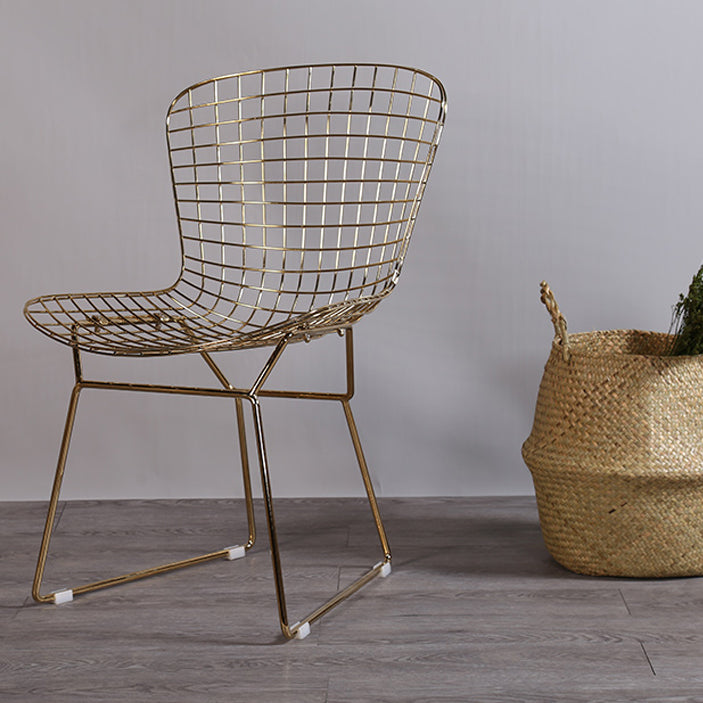 Sillas sin brazos de comedor de metal contemporáneo, respaldo abierto, silla lateral para uso doméstico