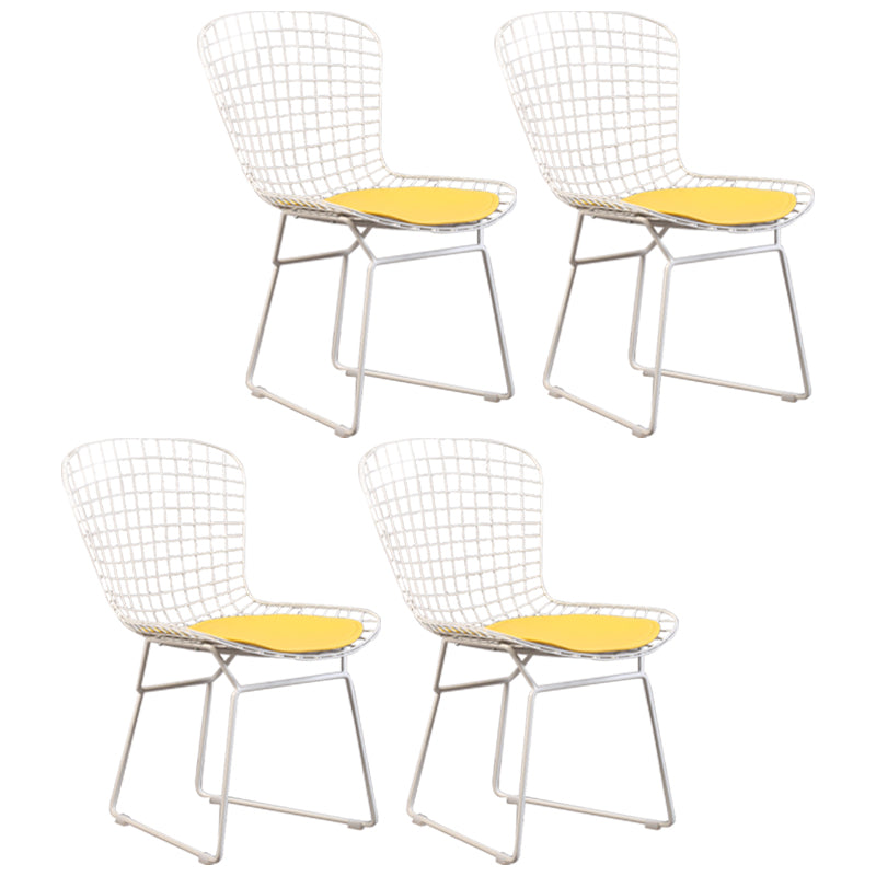 Sillas sin brazos de comedor de metal contemporáneo, respaldo abierto, silla lateral para uso doméstico