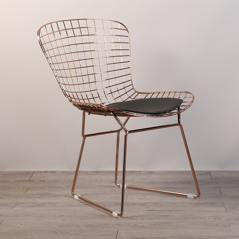 Sillas sin brazos de comedor de metal contemporáneo, respaldo abierto, silla lateral para uso doméstico