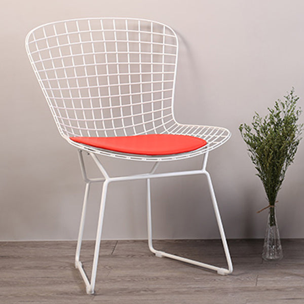 Sillas sin brazos de comedor de metal contemporáneo, respaldo abierto, silla lateral para uso doméstico