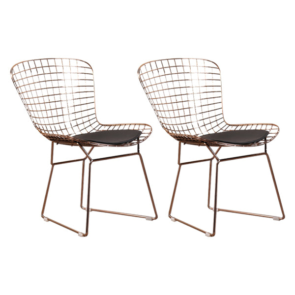 Sillas sin brazos de comedor de metal contemporáneo, respaldo abierto, silla lateral para uso doméstico
