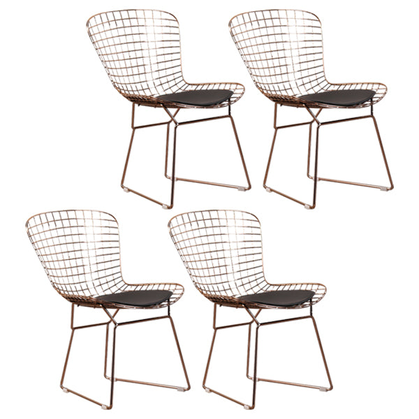Sillas sin brazos de comedor de metal contemporáneo, respaldo abierto, silla lateral para uso doméstico