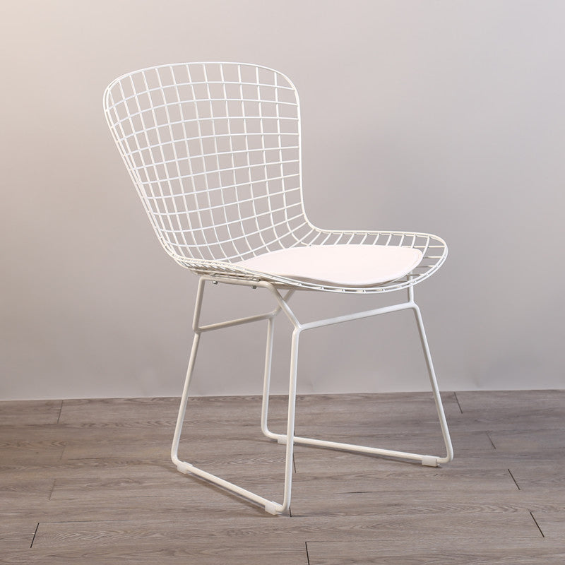 Chaises sans bras de salle à manger contemporaines en métal, chaise latérale de salle à manger à dossier ouvert pour usage domestique