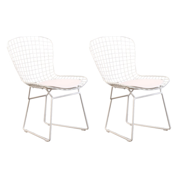 Sillas sin brazos de comedor de metal contemporáneo, respaldo abierto, silla lateral para uso doméstico