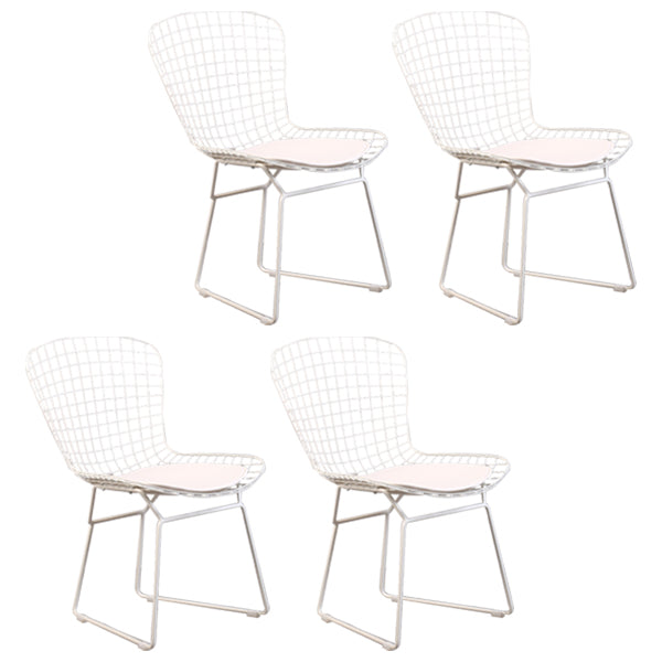Sillas sin brazos de comedor de metal contemporáneo, respaldo abierto, silla lateral para uso doméstico