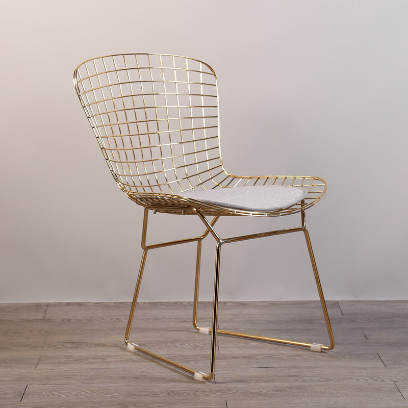 Sillas sin brazos de comedor de metal contemporáneo, respaldo abierto, silla lateral para uso doméstico
