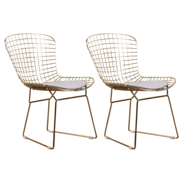 Sillas sin brazos de comedor de metal contemporáneo, respaldo abierto, silla lateral para uso doméstico