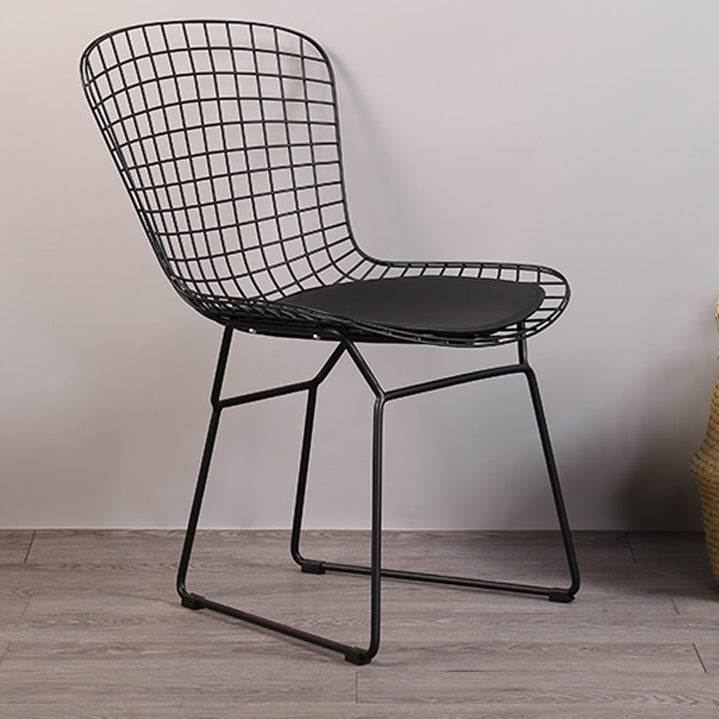 Sillas sin brazos de comedor de metal contemporáneo, respaldo abierto, silla lateral para uso doméstico