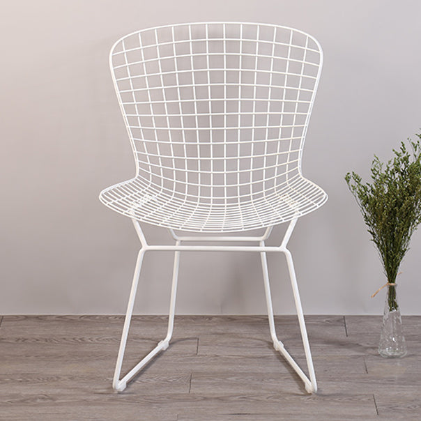 Sillas sin brazos de comedor de metal contemporáneo, respaldo abierto, silla lateral para uso doméstico