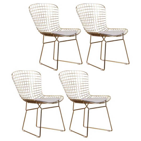 Sillas sin brazos de comedor de metal contemporáneo, respaldo abierto, silla lateral para uso doméstico