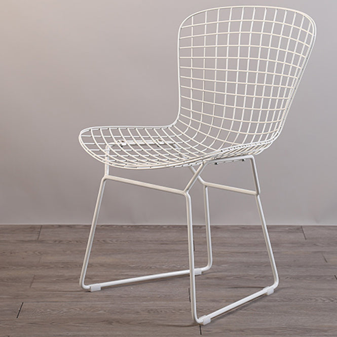 Sillas sin brazos de comedor de metal contemporáneo, respaldo abierto, silla lateral para uso doméstico
