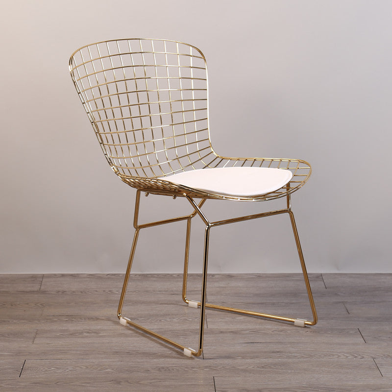 Sillas sin brazos de comedor de metal contemporáneo, respaldo abierto, silla lateral para uso doméstico