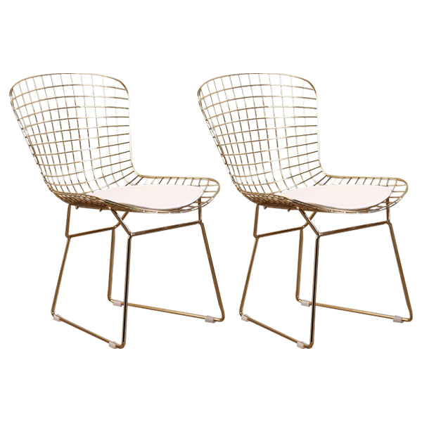 Sillas sin brazos de comedor de metal contemporáneo, respaldo abierto, silla lateral para uso doméstico