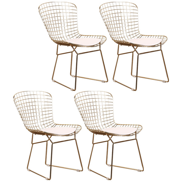 Sillas sin brazos de comedor de metal contemporáneo, respaldo abierto, silla lateral para uso doméstico