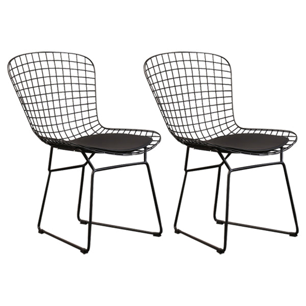 Sillas sin brazos de comedor de metal contemporáneo, respaldo abierto, silla lateral para uso doméstico