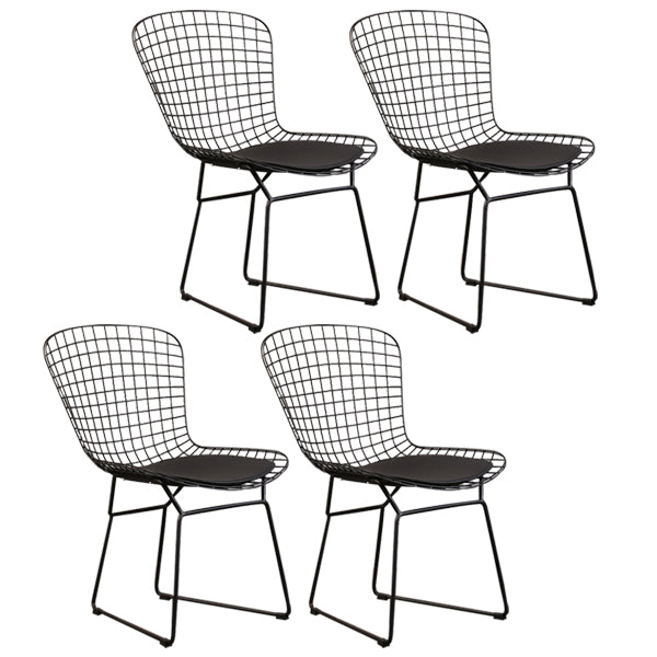 Sillas sin brazos de comedor de metal contemporáneo, respaldo abierto, silla lateral para uso doméstico