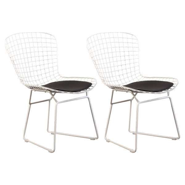 Sillas sin brazos de comedor de metal contemporáneo, respaldo abierto, silla lateral para uso doméstico