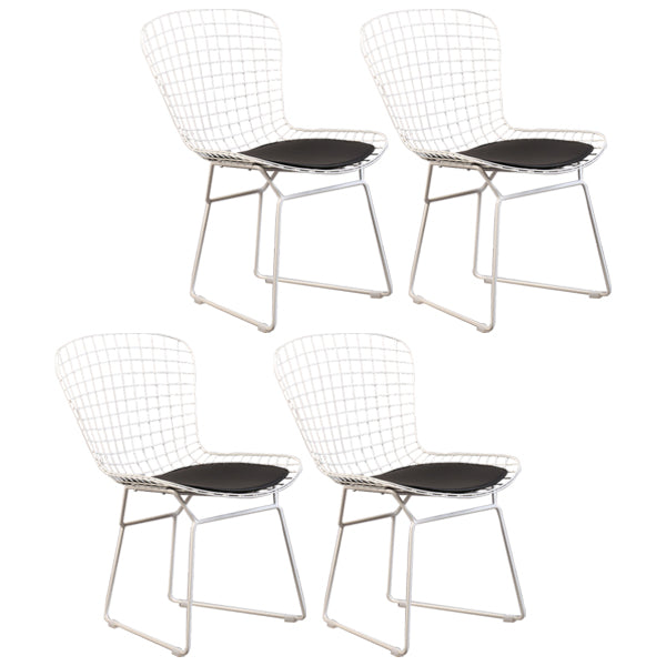 Sillas sin brazos de comedor de metal contemporáneo, respaldo abierto, silla lateral para uso doméstico