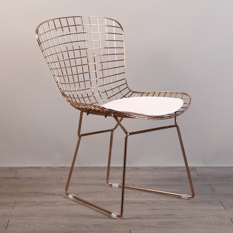 Sillas sin brazos de comedor de metal contemporáneo, respaldo abierto, silla lateral para uso doméstico