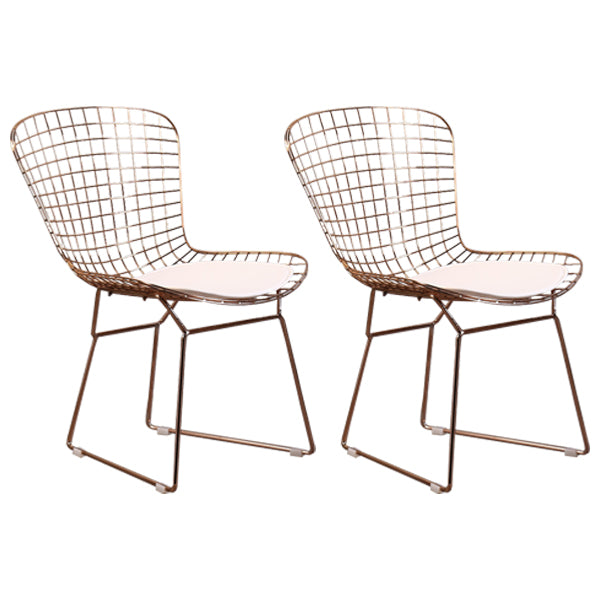 Sillas sin brazos de comedor de metal contemporáneo, respaldo abierto, silla lateral para uso doméstico