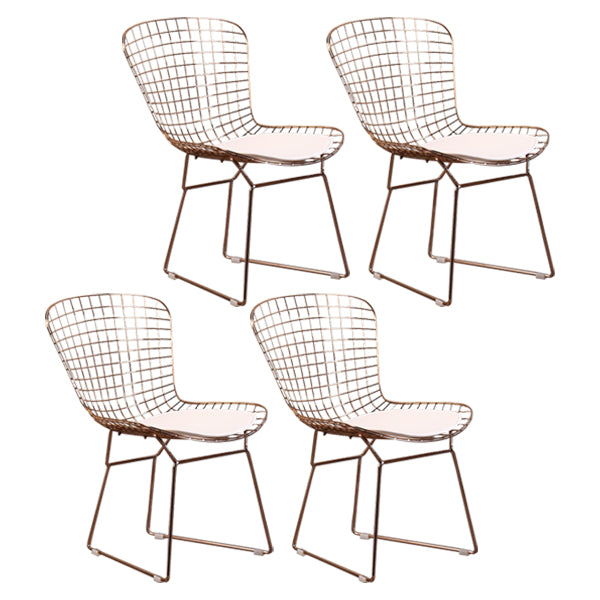 Sillas sin brazos de comedor de metal contemporáneo, respaldo abierto, silla lateral para uso doméstico