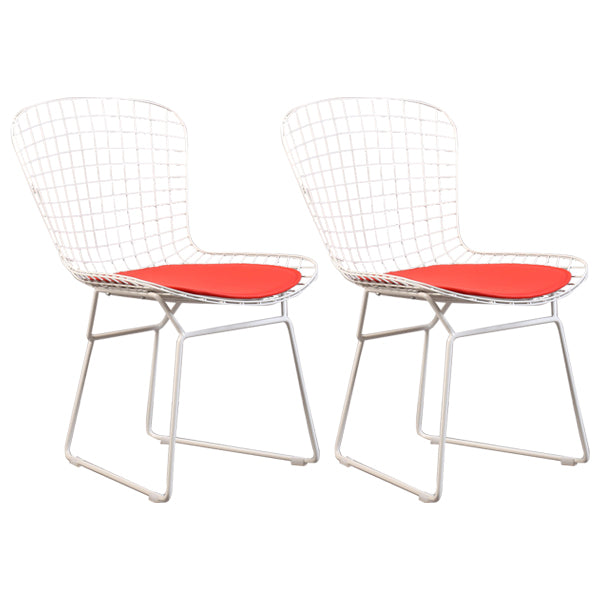 Sillas sin brazos de comedor de metal contemporáneo, respaldo abierto, silla lateral para uso doméstico