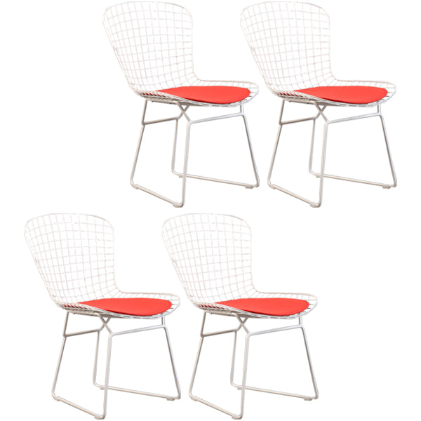 Sillas sin brazos de comedor de metal contemporáneo, respaldo abierto, silla lateral para uso doméstico