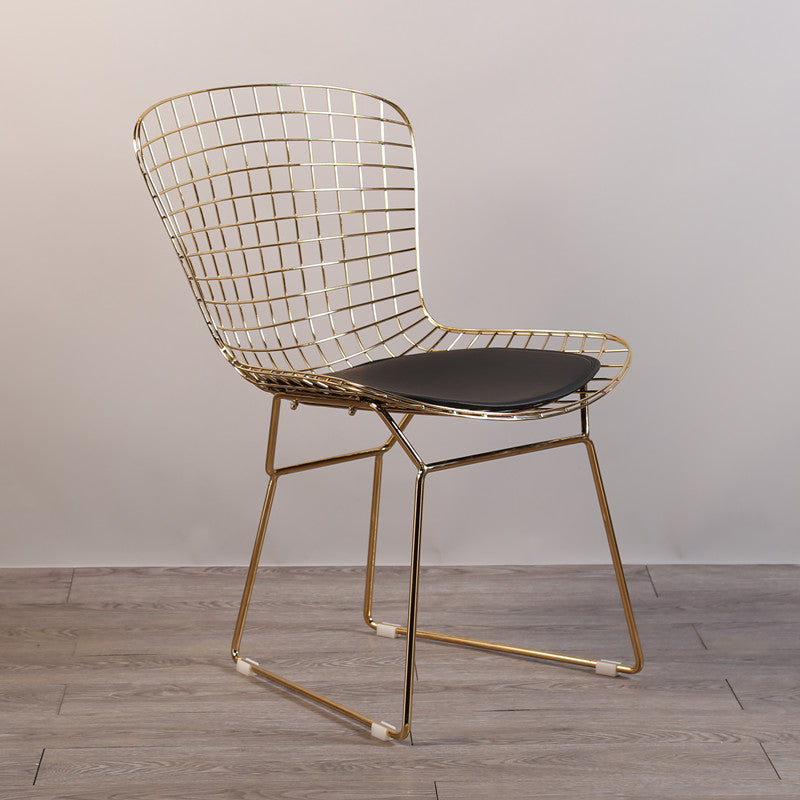 Sillas sin brazos de comedor de metal contemporáneo, respaldo abierto, silla lateral para uso doméstico