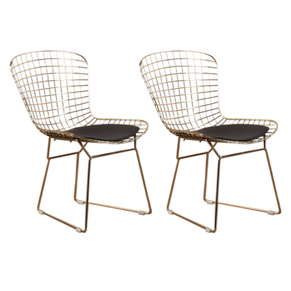 Sillas sin brazos de comedor de metal contemporáneo, respaldo abierto, silla lateral para uso doméstico
