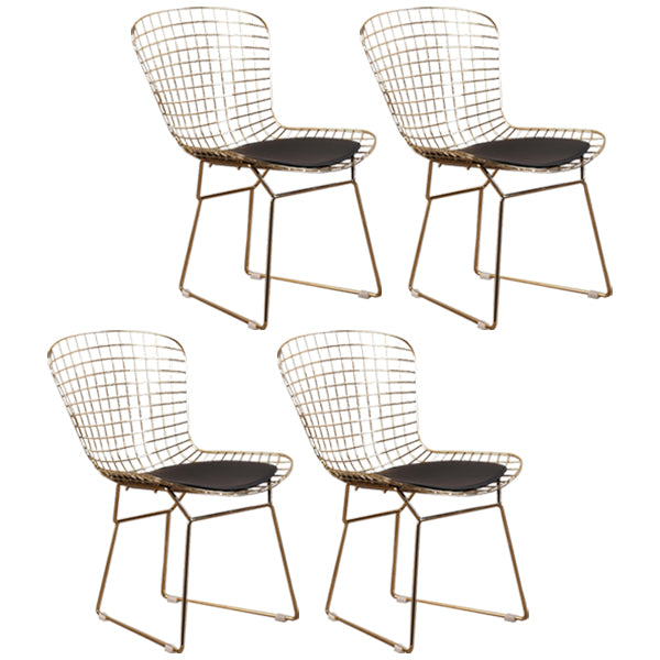 Sillas sin brazos de comedor de metal contemporáneo, respaldo abierto, silla lateral para uso doméstico