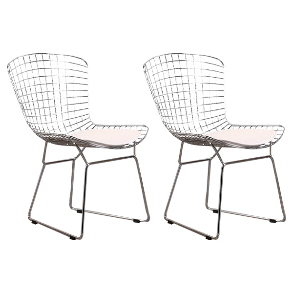 Sillas sin brazos de comedor de metal contemporáneo, respaldo abierto, silla lateral para uso doméstico