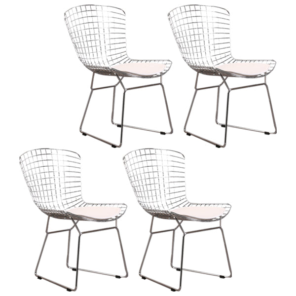Sillas sin brazos de comedor de metal contemporáneo, respaldo abierto, silla lateral para uso doméstico