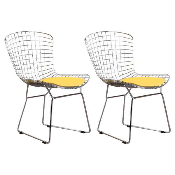 Sillas sin brazos de comedor de metal contemporáneo, respaldo abierto, silla lateral para uso doméstico