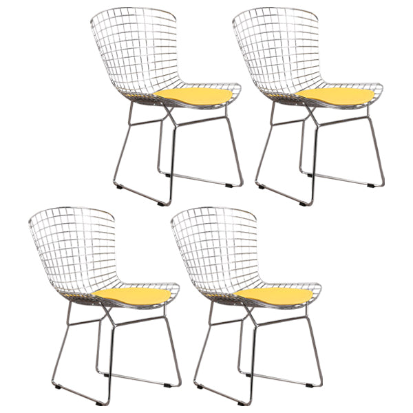 Sillas sin brazos de comedor de metal contemporáneo, respaldo abierto, silla lateral para uso doméstico