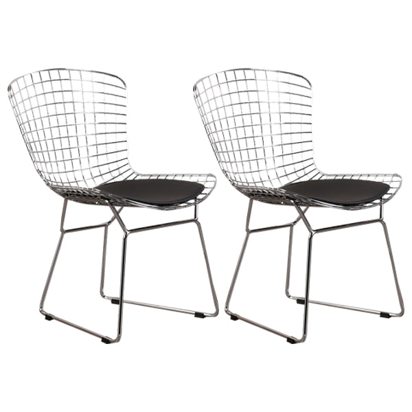 Sillas sin brazos de comedor de metal contemporáneo, respaldo abierto, silla lateral para uso doméstico