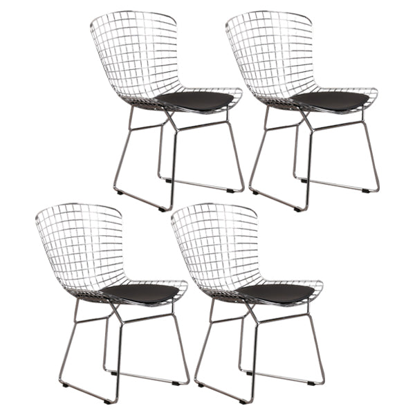 Sillas sin brazos de comedor de metal contemporáneo, respaldo abierto, silla lateral para uso doméstico