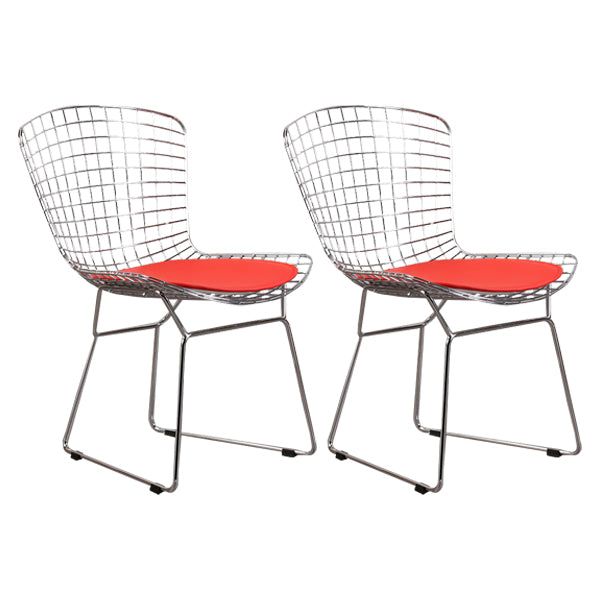 Sillas sin brazos de comedor de metal contemporáneo, respaldo abierto, silla lateral para uso doméstico