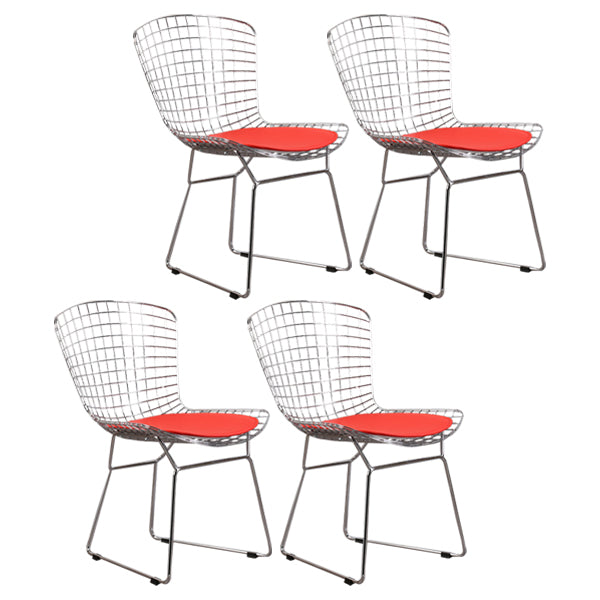 Sillas sin brazos de comedor de metal contemporáneo, respaldo abierto, silla lateral para uso doméstico