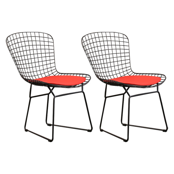 Sillas sin brazos de comedor de metal contemporáneo, respaldo abierto, silla lateral para uso doméstico